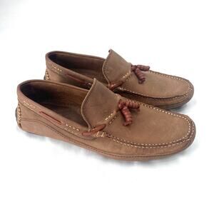 Saks Fifth Avenue Brown Leather Moc Toe Slip On Driving Loafers Mens 9